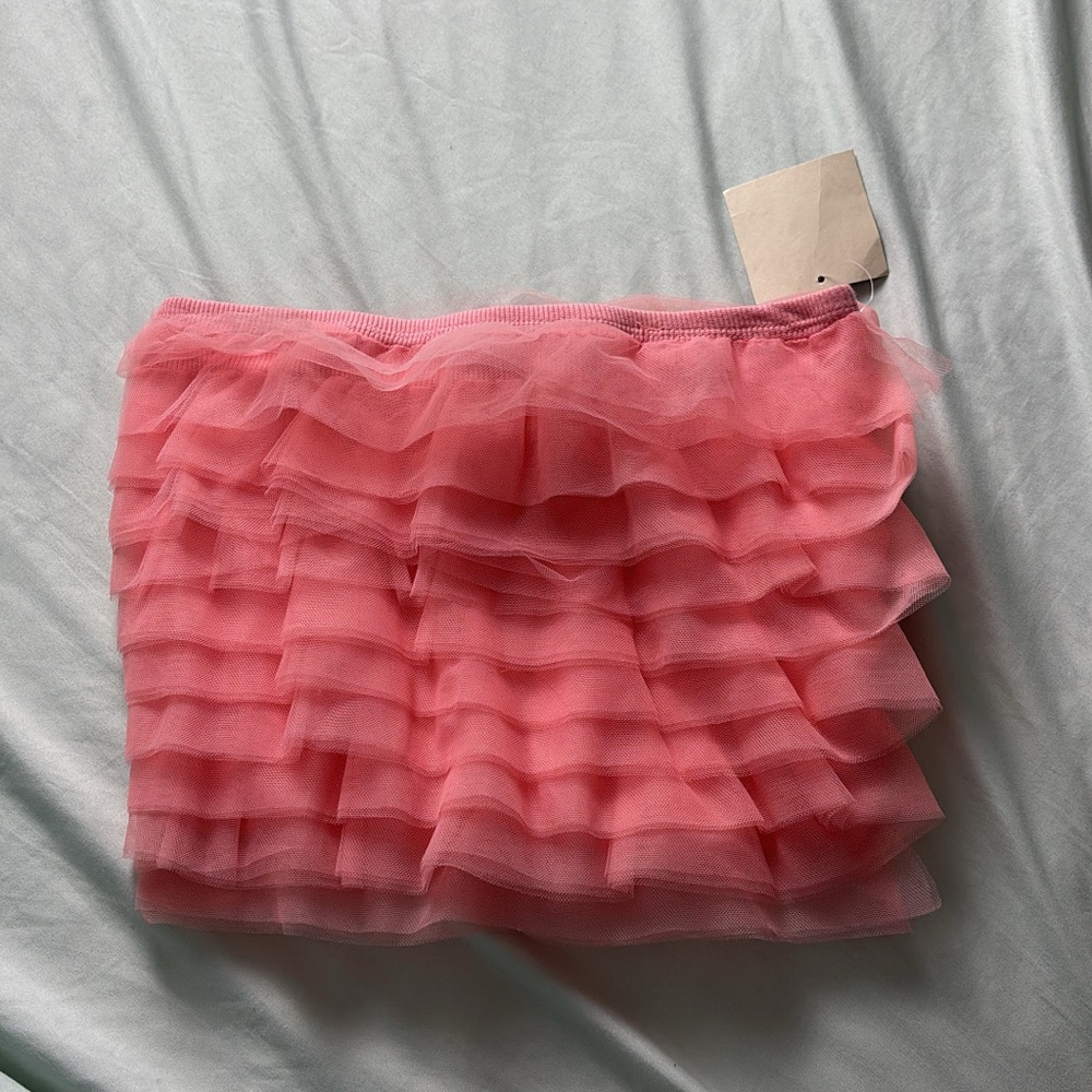 Pink Bubble Mini Skirt with Ruffles